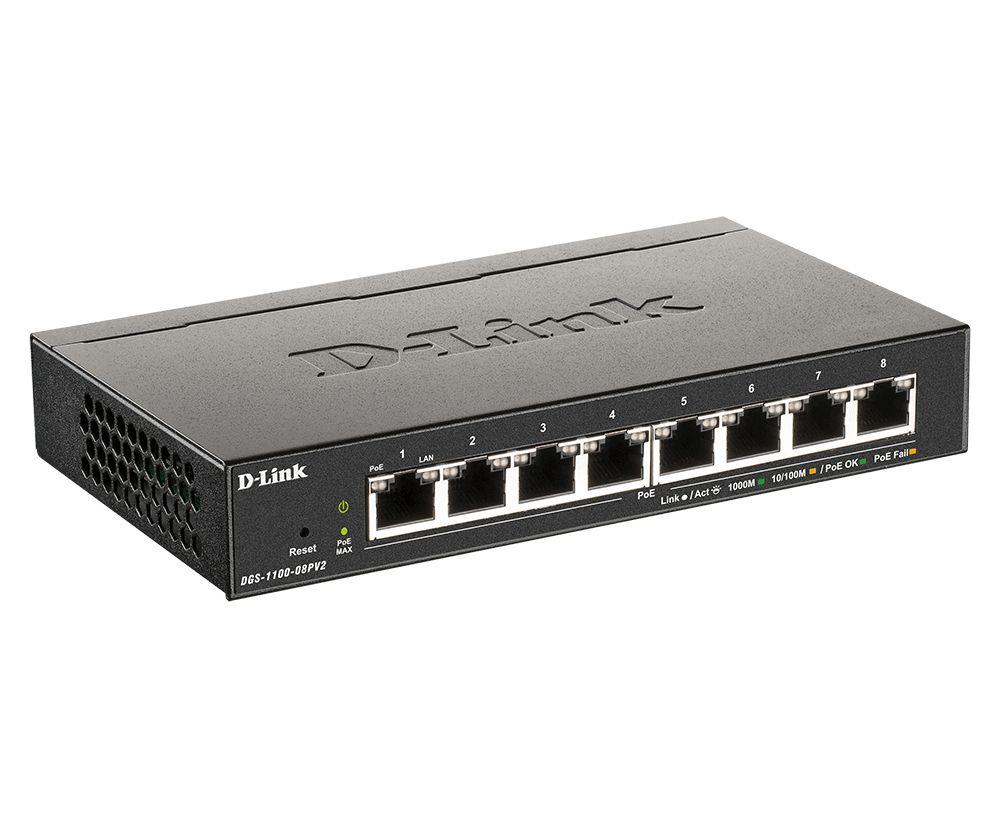 Switch Gerido D-LINK DGS-1100-08PV2/E (Gigabit Ethernet - 10, 100, 1000 Mbit/s - 16 Gbit/s - Preto) — miniatura 2