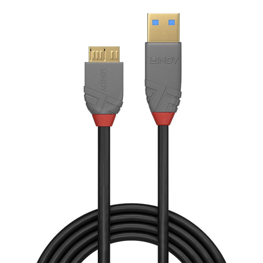 Cabo USB LINDY 36768 (3 m - Micro-USB B - USB A - Preto) — miniatura 2