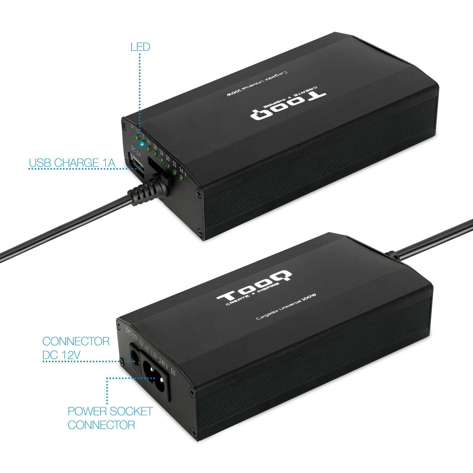 Carregador Universal de Portátil TOOQ TQLC-100BS01M (100 W - 2 A - 5-24 V - Preto) — miniatura 3