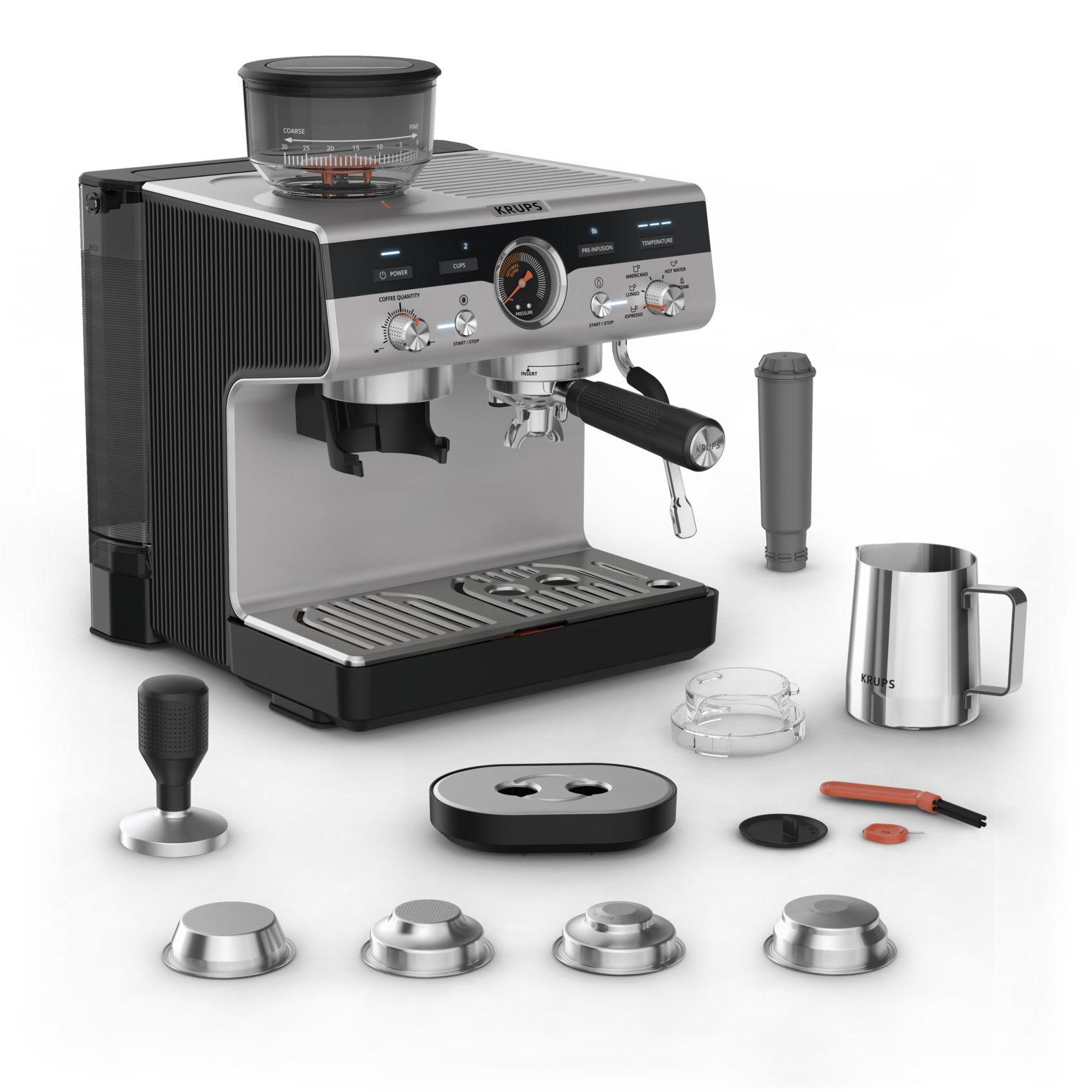 Máquina de Café Expresso Semiautomática KRUPS Precision XP801T10 (Café moído - 3 l - Botões, rotativo - Preto e Aço Inoxidável), miniatura 2