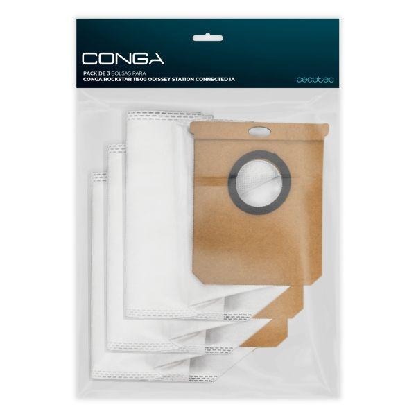 Sacos para Aspirador CECOTEC Pack 3 para Conga Rockstar 11500 Odyssey Station Connected IA (Branco)