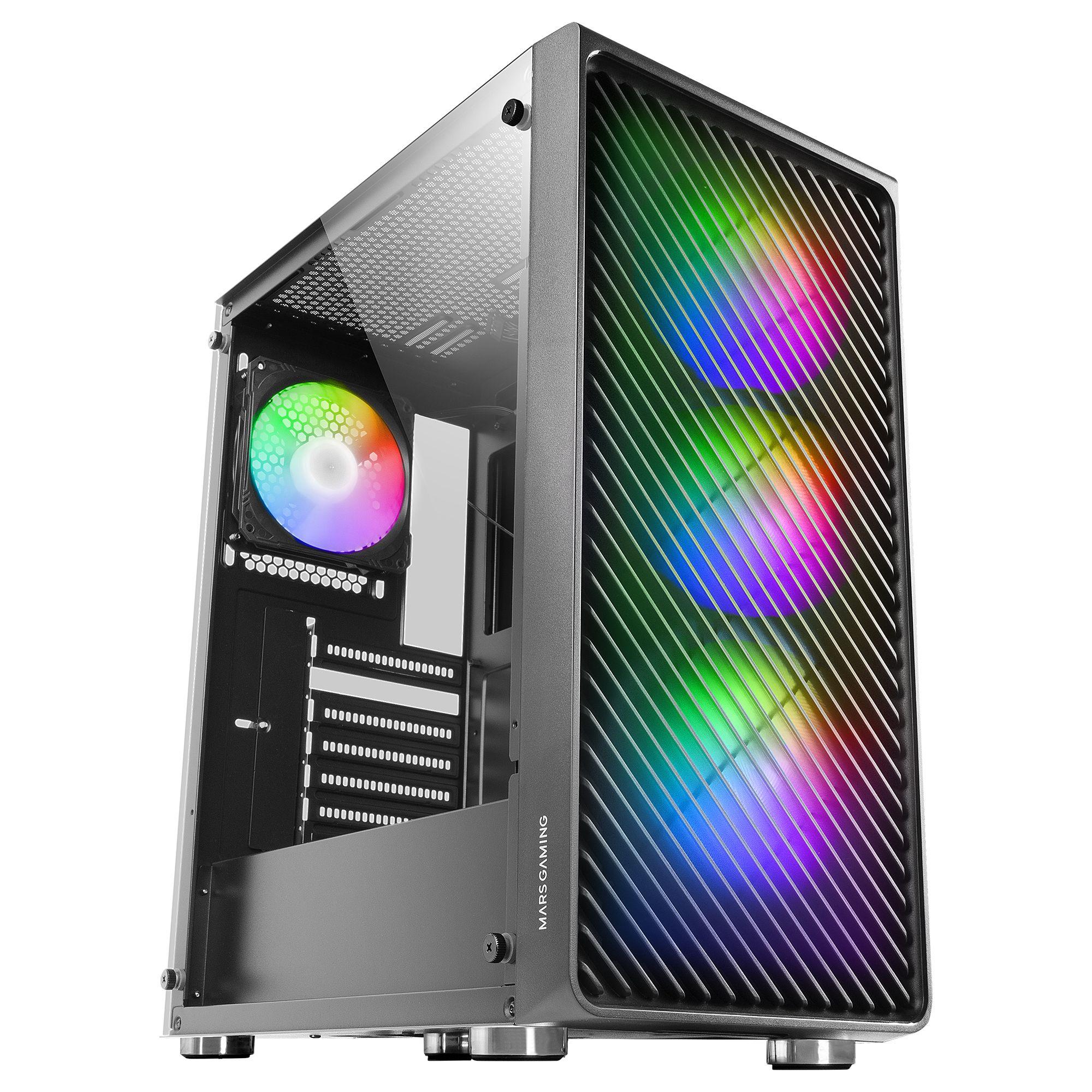 Caixa PC ATX MARS GAMING MC-F (ATX, micro ATX, Mini-ITX - ATX, SFX, SFX-L - Midi Tower - Preto)
