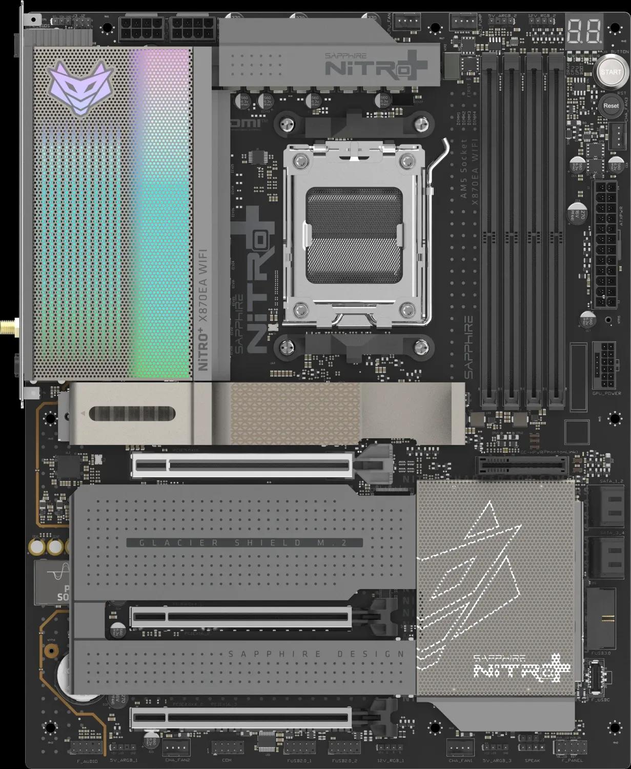 Motherboard SAPPHIRE NITRO+ X870EA WIFI7 Phantom Link (AM5 - ATX - 8400 MHz - Preto)