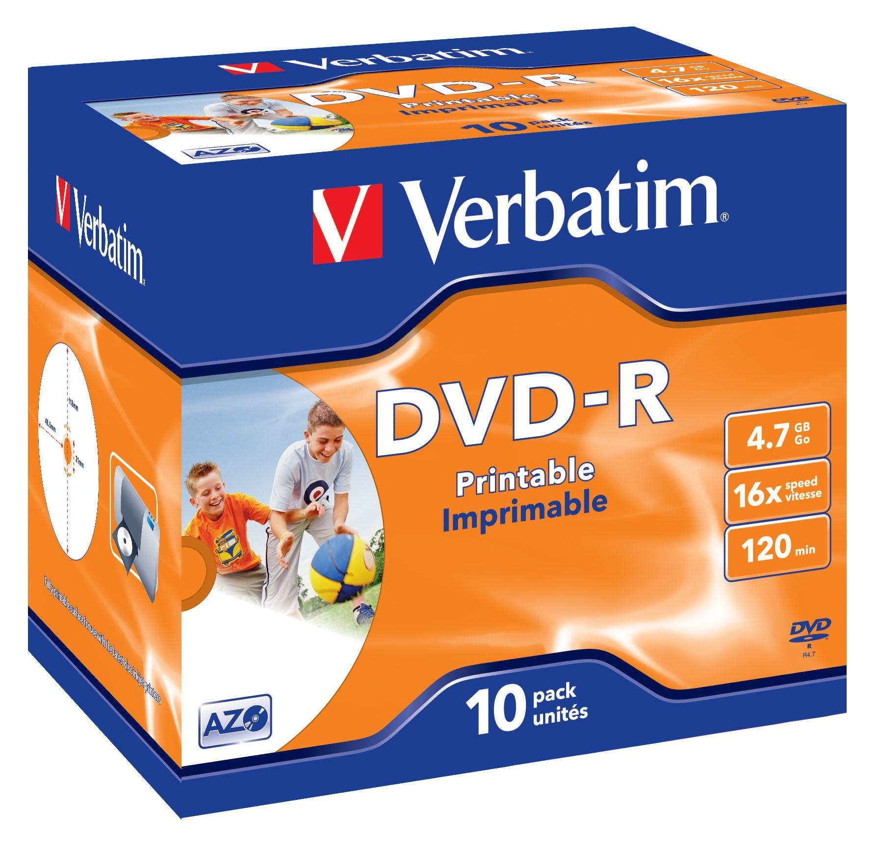 DVD-R VERBATIM 43521 (4,7 GB - 16x - 10 unidades - Imprimível)