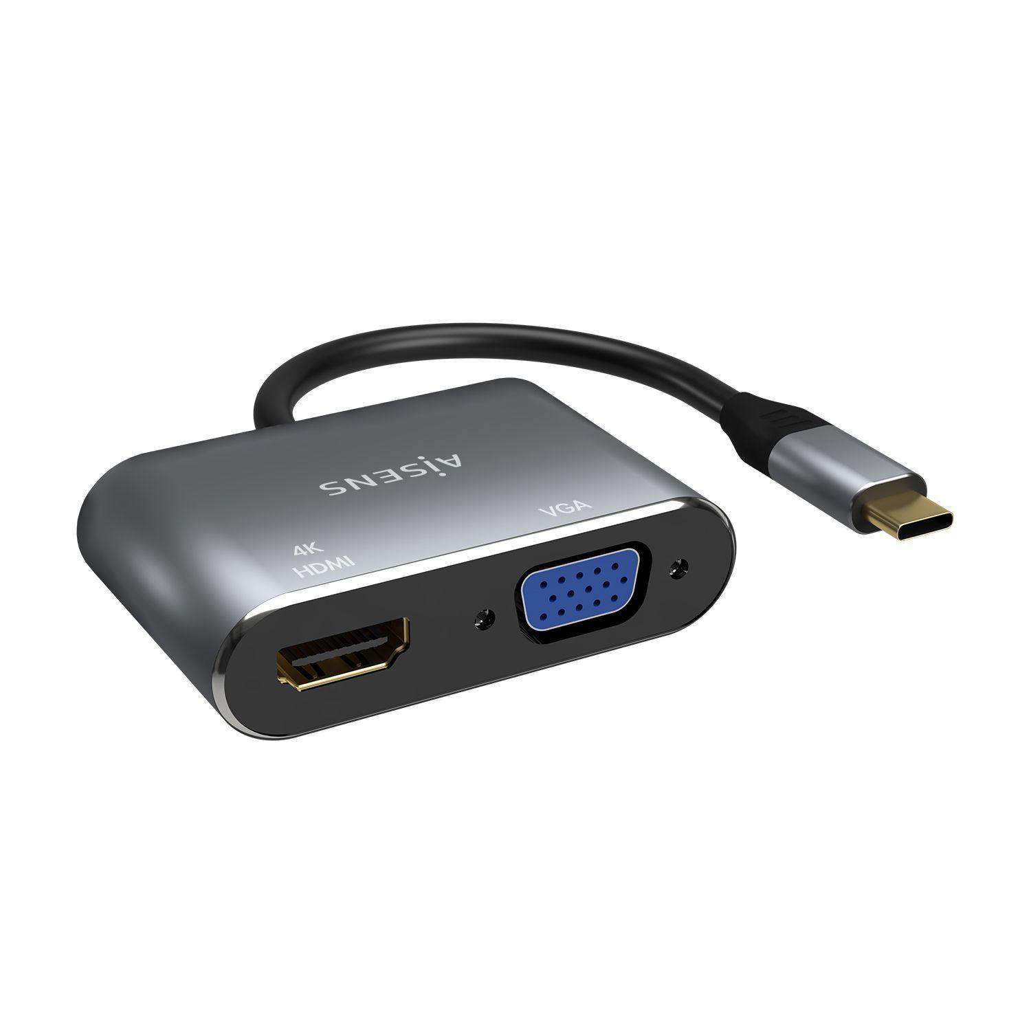 Conversor USB-C para HDMI e VGA AISENS A109-0627 (0,15 m - USB Tipo-C - HDMI + VGA - Cinzento), miniatura 3