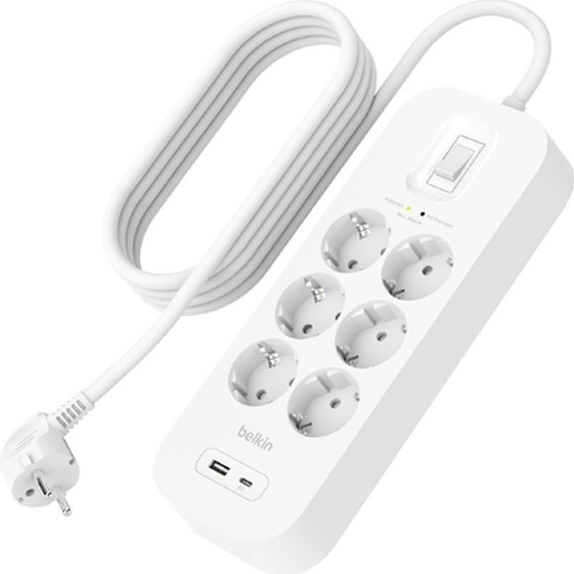 Bloco de Tomadas com Proteção contra Picos BELKIN SRB002VF2M-V2 (USB-A e USB-C)