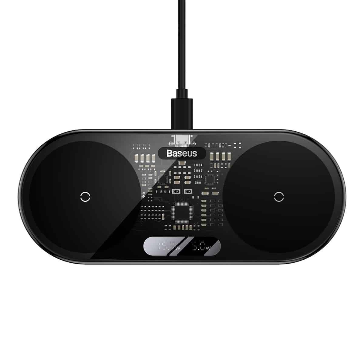 Carregador Sem Fios Duplo BASEUS WXSX010101 (20 W - Smartphone, Auscultadores - Android, iOS - Preto), miniatura 4
