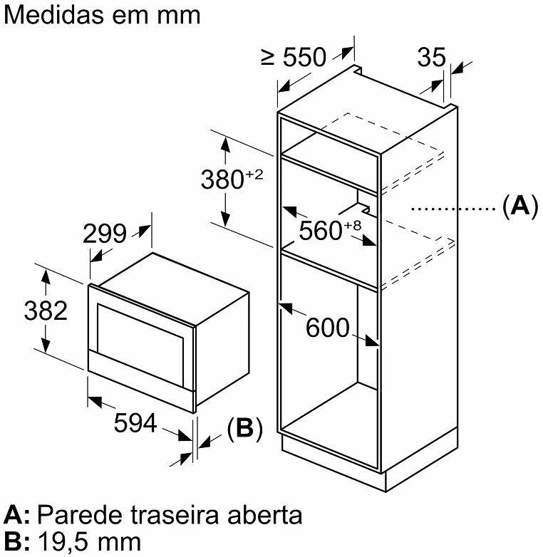Micro-ondas Encastre BOSCH BFR7221B1 (900 W - 21 L - Toque - Preto) — miniatura 2
