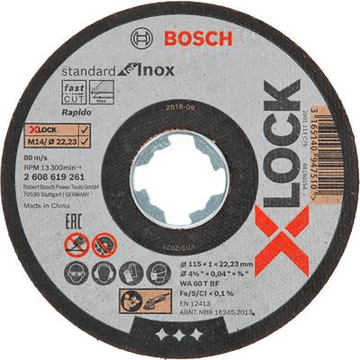 Disco de Corte para Metal e Inox BOSCH Standard for Inox WA 60 T BF 2608619266 (Carburo - 11,5 cm - Preto e Branco)