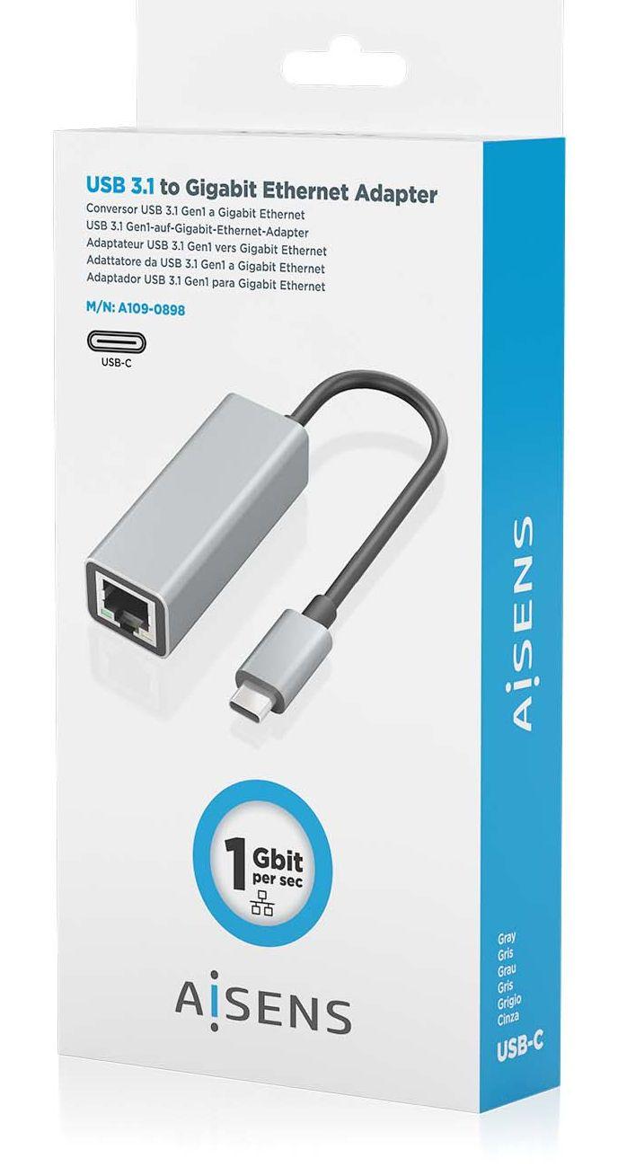 Conversor USB-C para Ethernet AISENS A109-0898 (USB Type-C - 1000 Mbit/s - Cinzento) — miniatura 7