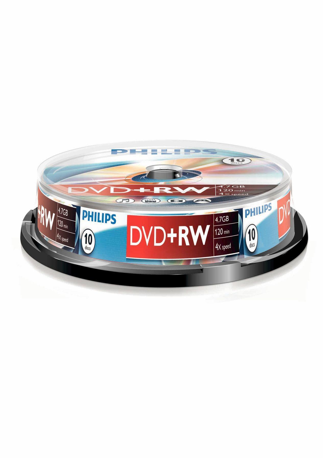 Discos DVD+RW PHILIPS DW4S4B10F/10 (DVD+RW)