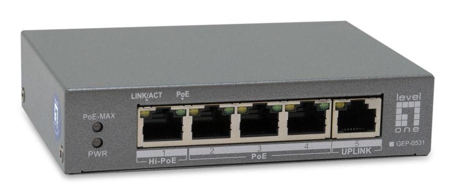 Switch de Rede LEVEL ONE GEP-0531 (Gigabit Ethernet - 0,125 MB - 10 Gbit/s - Cinzento) — miniatura 5
