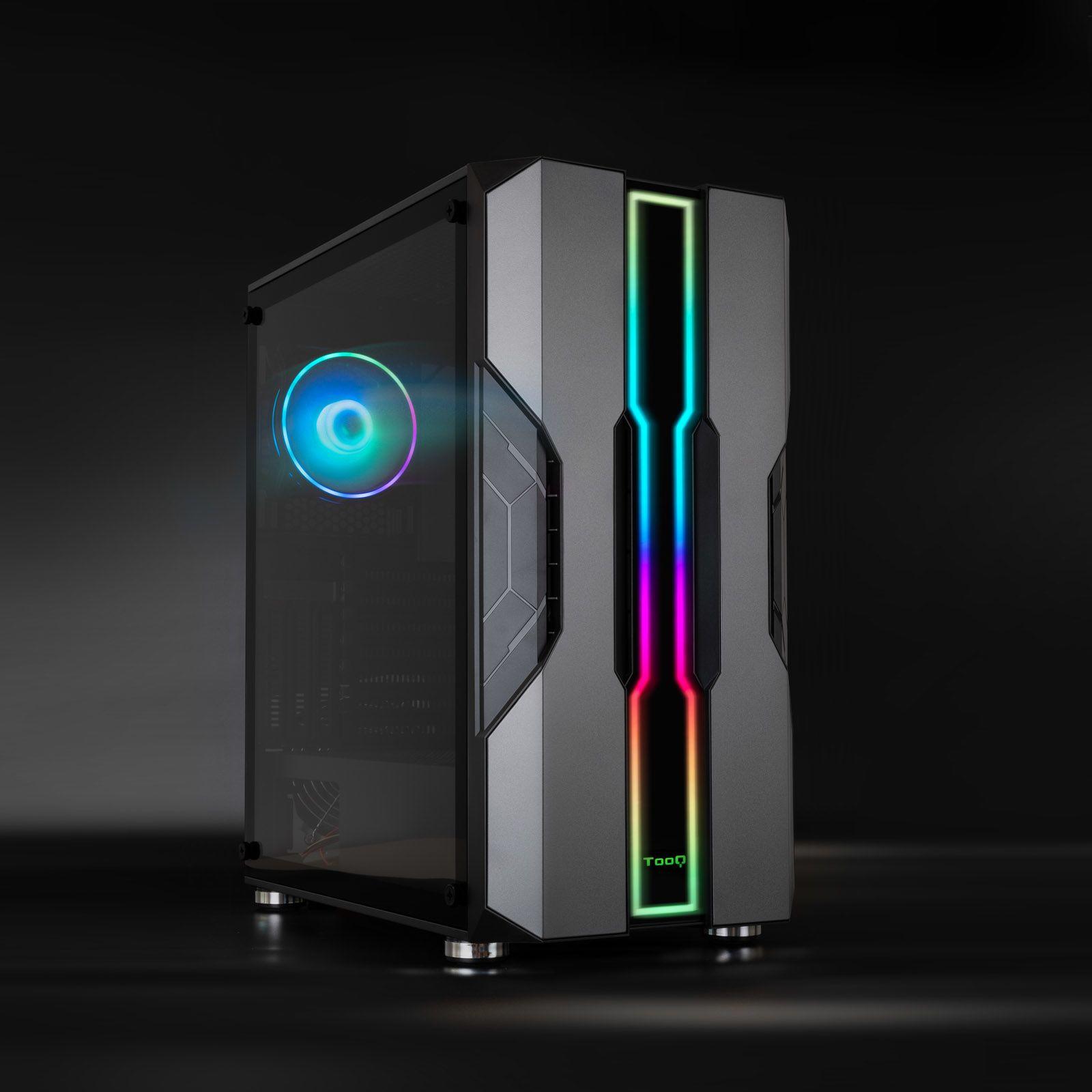 Caixa PC Gaming TOOQ TQGCC103-B (Aço, vidro temperado - LED ARGB multicolor - 17,5 cm - Preto/Prateado) — miniatura 2