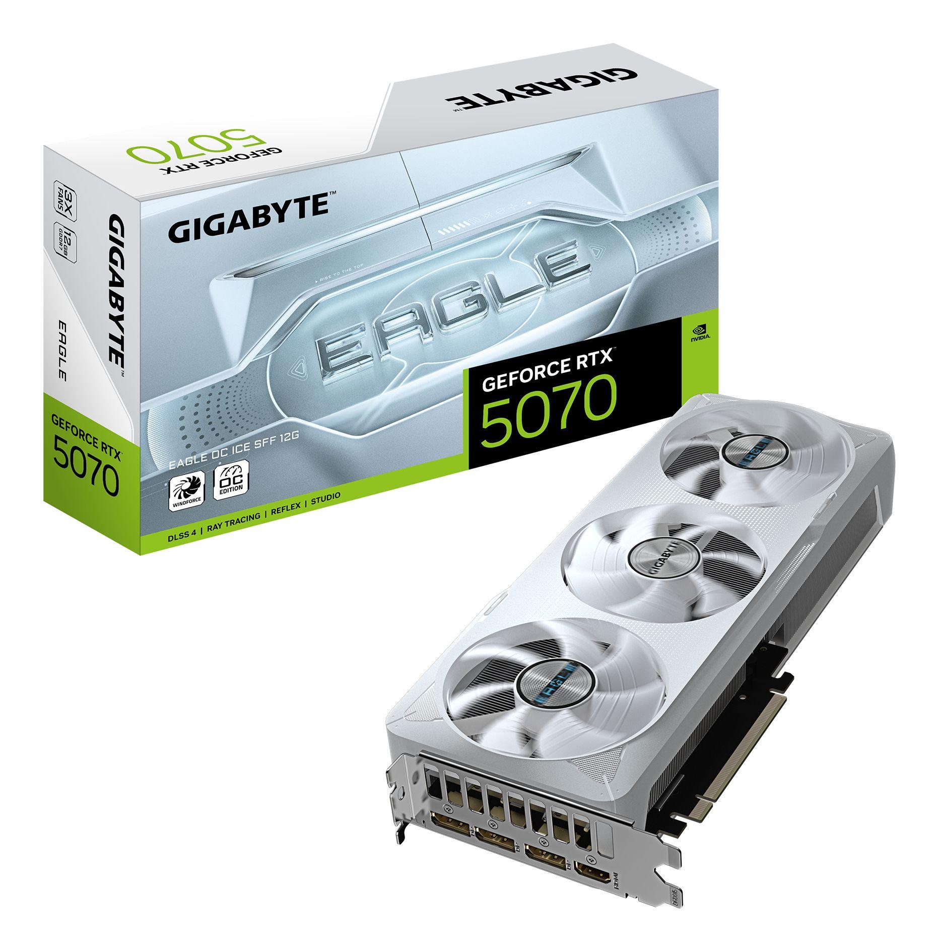 Placa Gráfica GIGABYTE GeForce RTX 5070 EAGLE OC ICE SFF 12G (GeForce RTX 5070 - 28 Gbps - 12 GB - Branco)