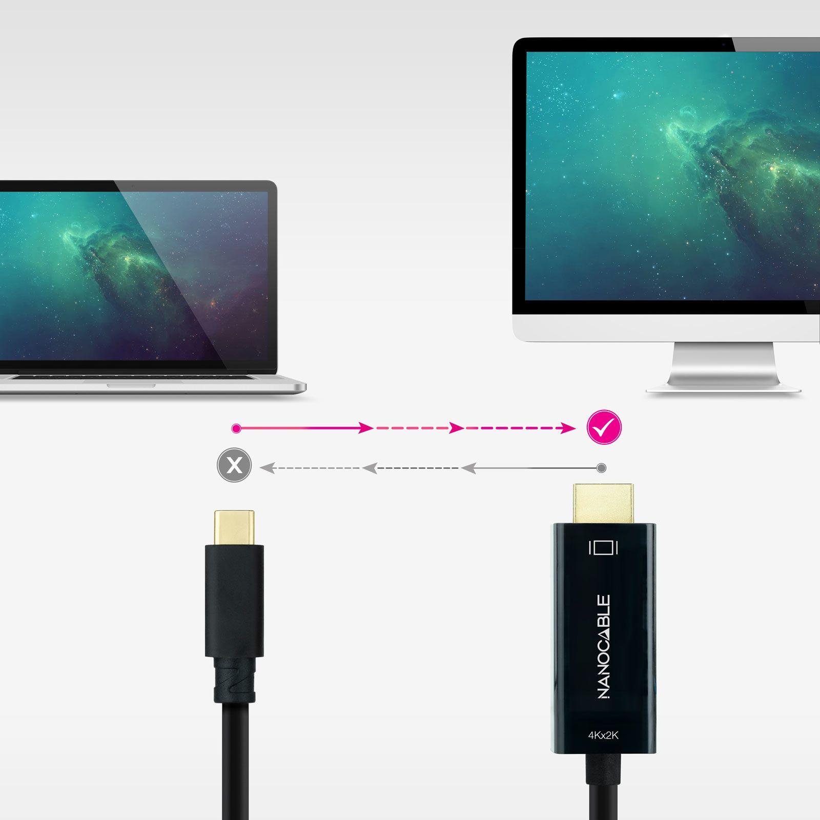 Cabo Conversor NANOCABLE 10.15.5133 (3 m - HDMI Type A - USB Type-C - Preto) — miniatura 4