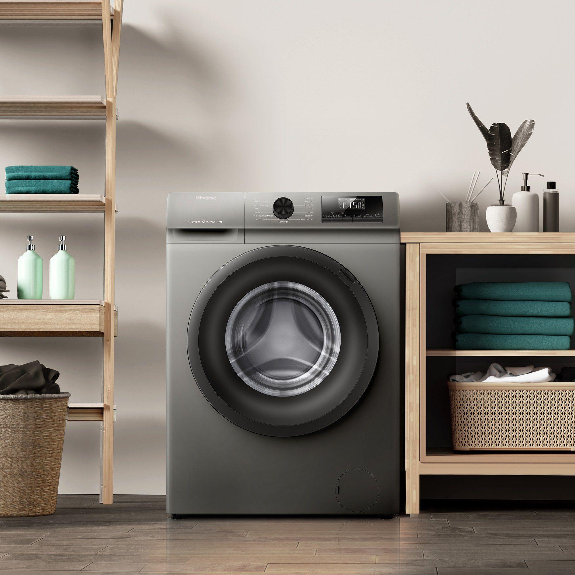Máquina de Lavar Roupa Independente HISENSE WF1Q8041BT (1400 RPM - B - 40 l - Cinzento) — miniatura 6