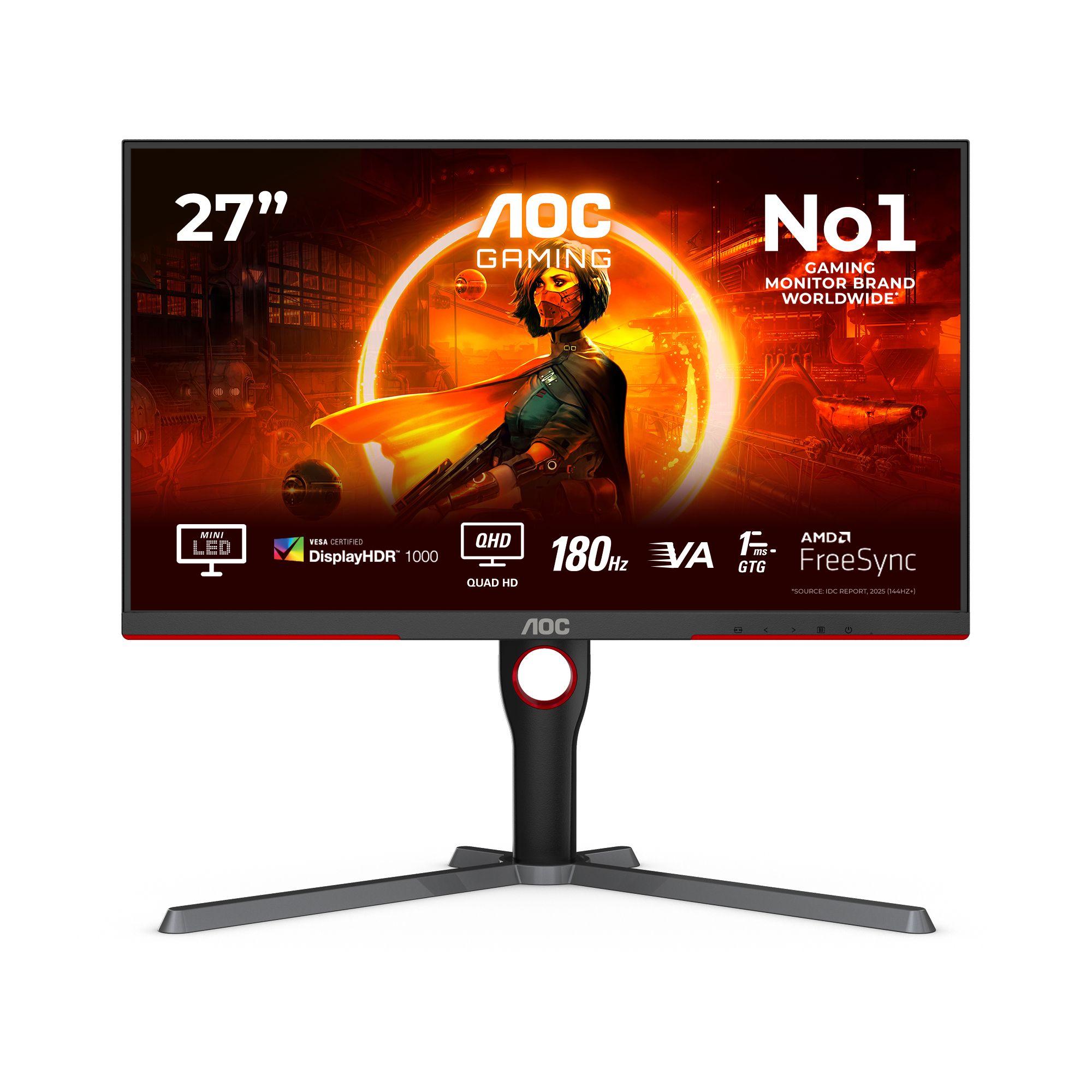 Monitor AOC Q27G3XMN/BK (27" - Fast VA - 180 Hz - Preto/Vermelho)