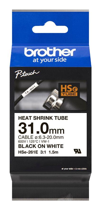 Fita Tubo Termo-retrátil BROTHER HSE-261E (Preto/Branco)