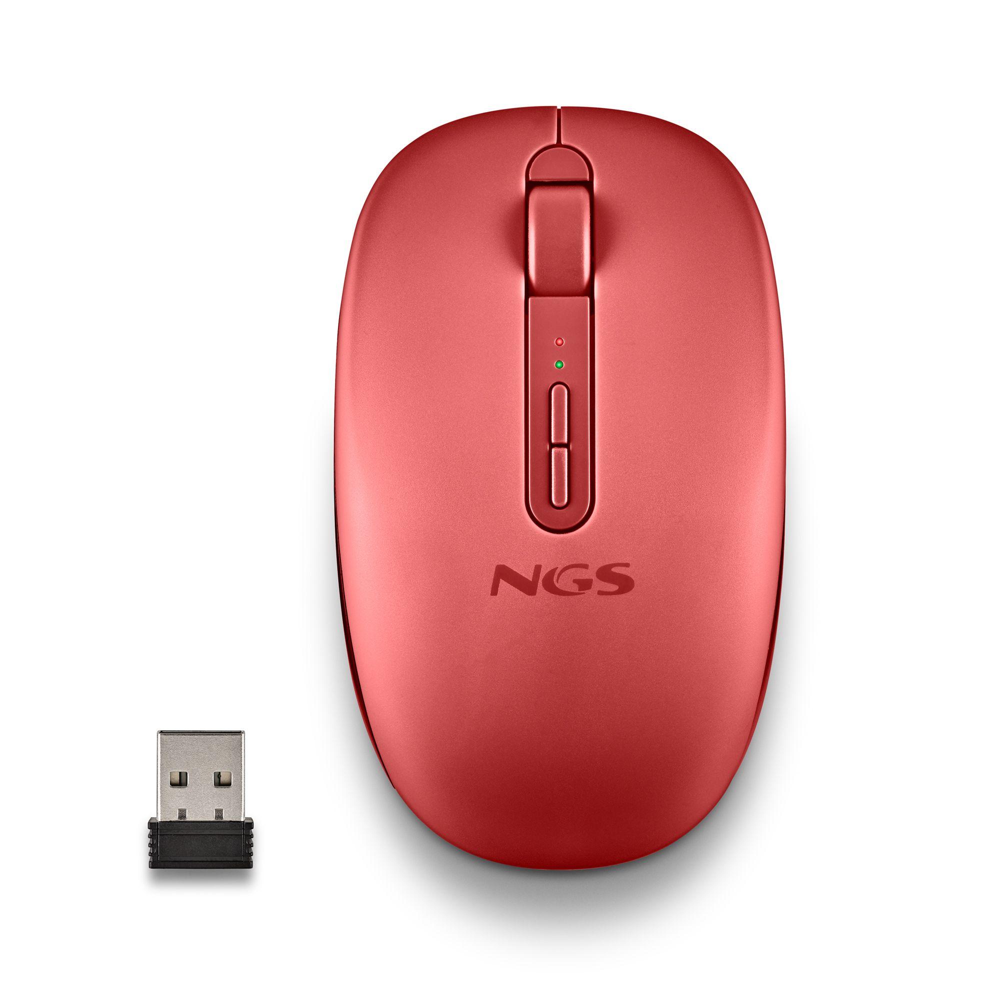 Rato NGS Fog Dual (Ambidestro - 1600 DPI - RF Wireless+Bluetooth - Vermelho)