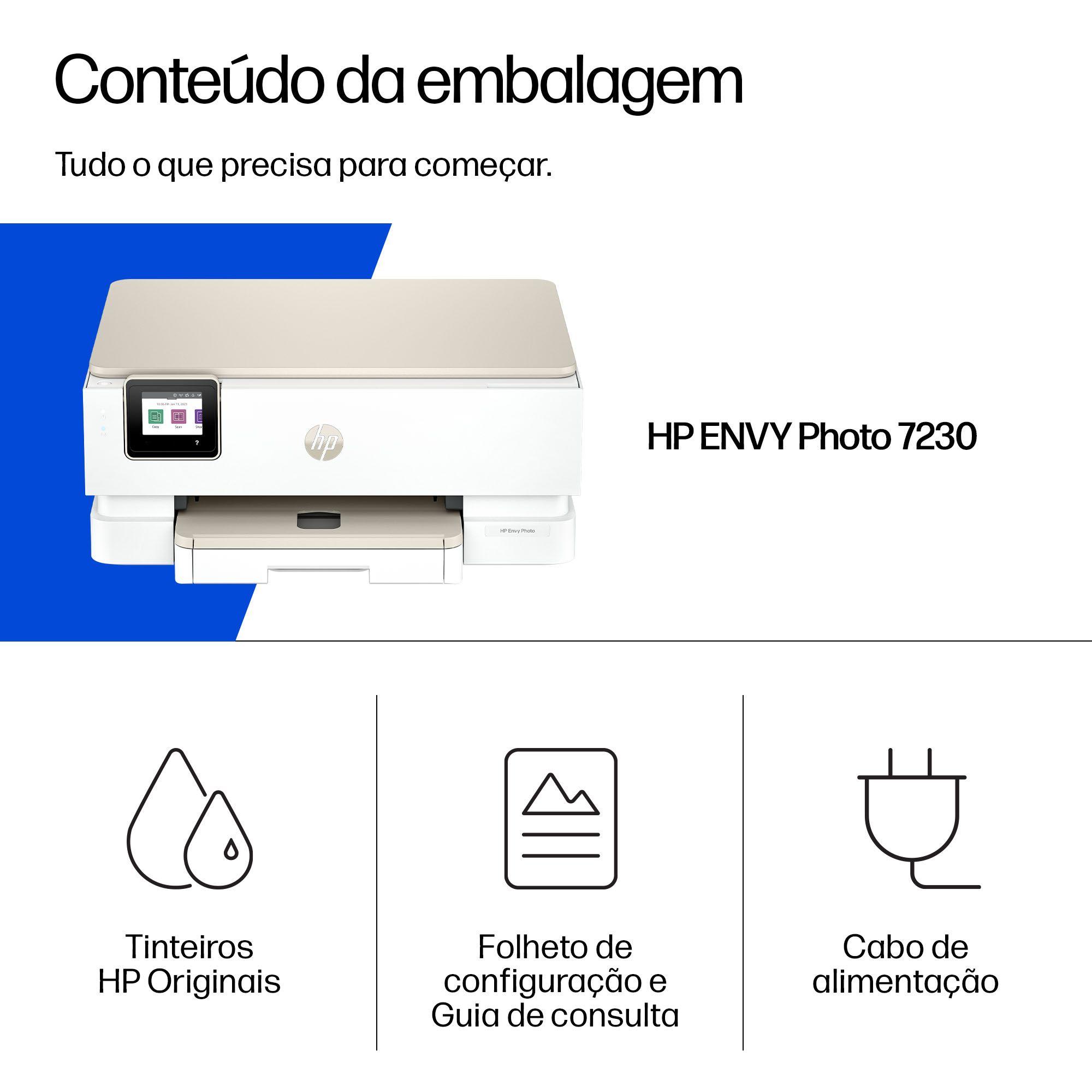Impressora Multifunções HP ENVY Photo 7230 (A4 - Impressão a cores - 125 folhas - Bege e Branco), miniatura 4