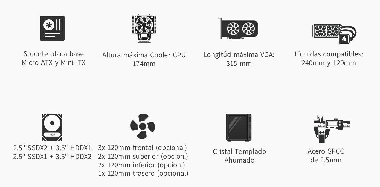 Caixa Gaming Micro-ATX COOLBOX GM350 Darkface (Micro-ATX e Mini-ITX - Micro-ITX, Micro ATX - Preto) — miniatura 11