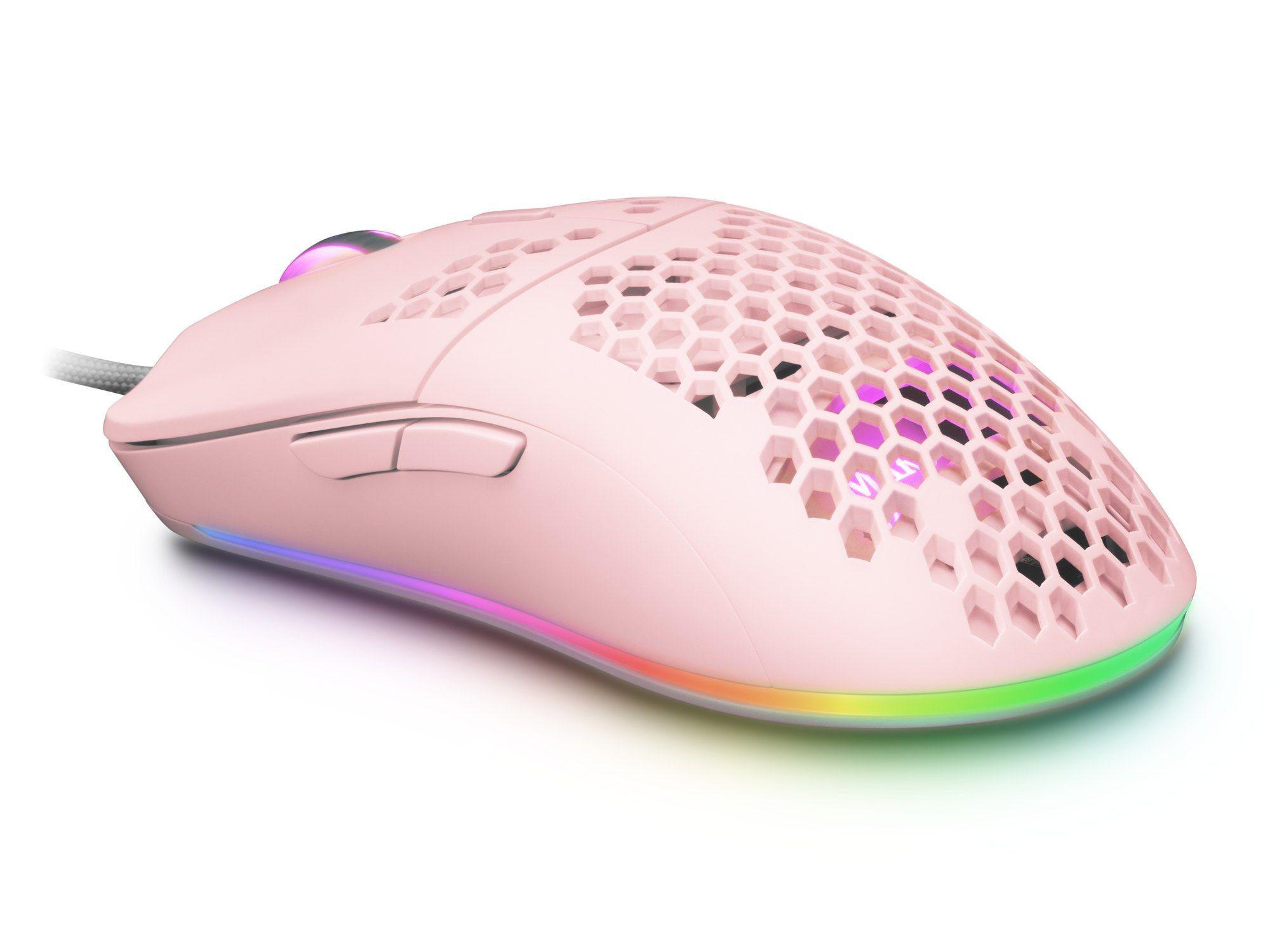 Rato MARS GAMING MMAXP (Mão direita - 12400 DPI - Ótico - Rosa)