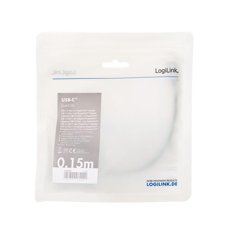 Adaptador USB-C para DisplayPort LOGILINK CUA0102 (0,15 m - USB 3.2 Gen 1 Type-C - DisplayPort - Preto), miniatura 3
