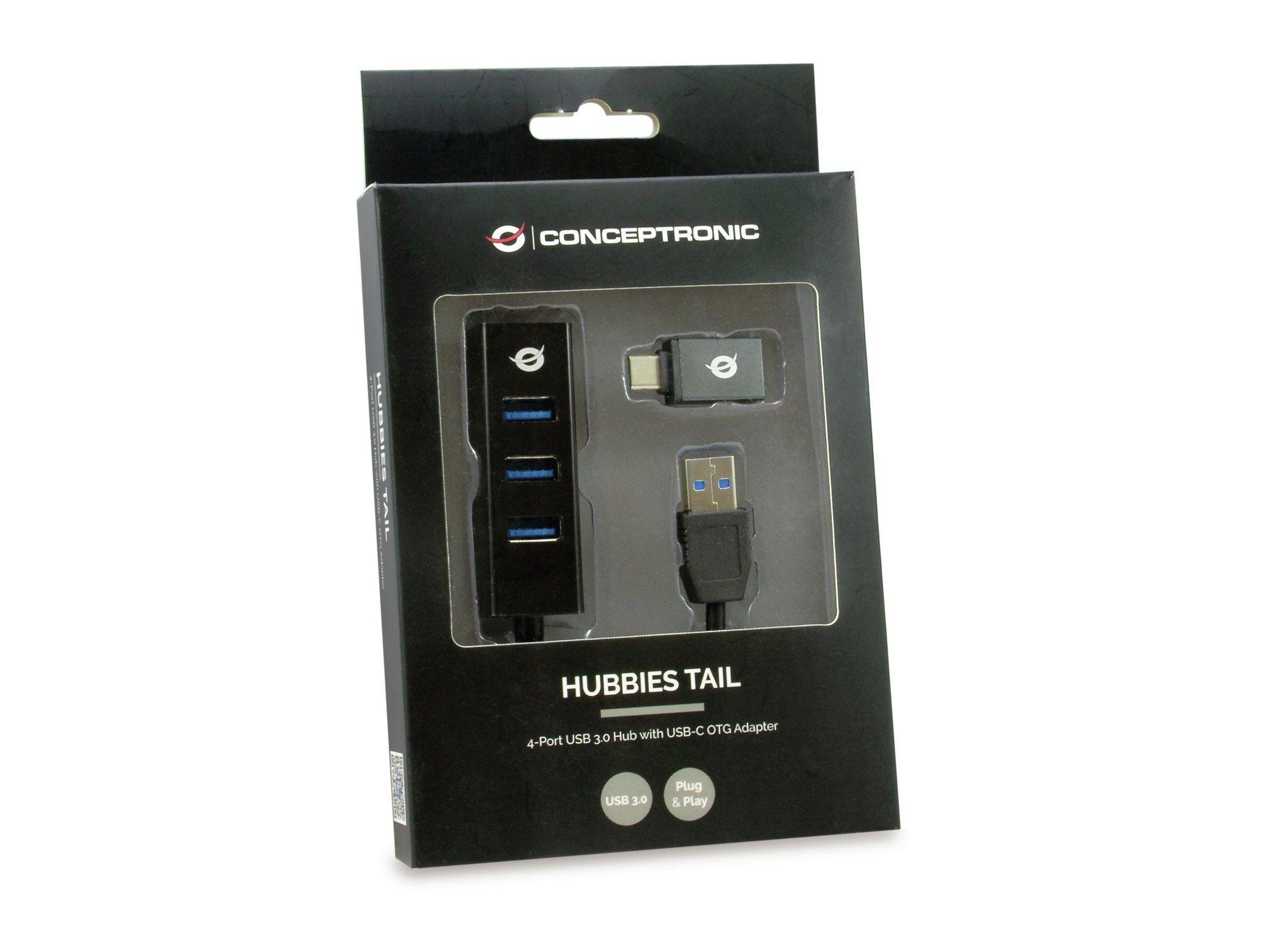 Hub USB CONCEPTRONIC HUBBIES04B (0,12 m - Preto) — miniatura 3