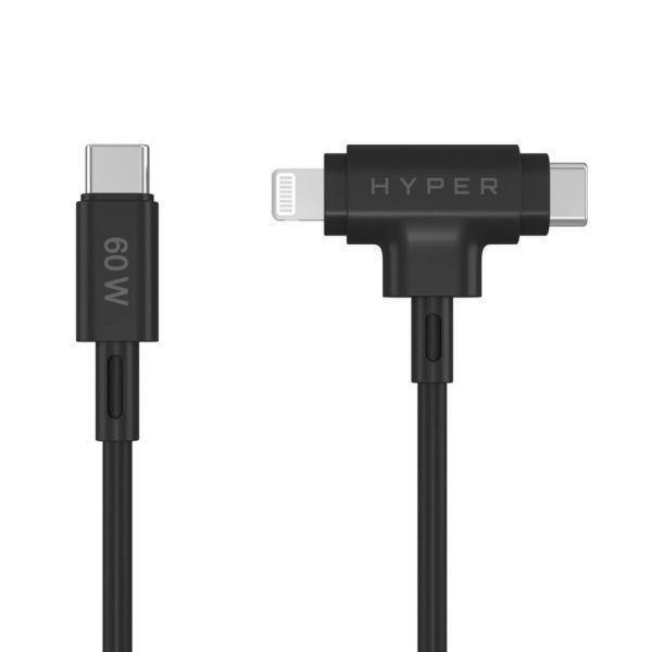 Cabo USB-C/Lightning HYPER HyperJuice HJ4010BKGL (1,5 m - USB C/Lightning - USB C - Preto) — miniatura 2