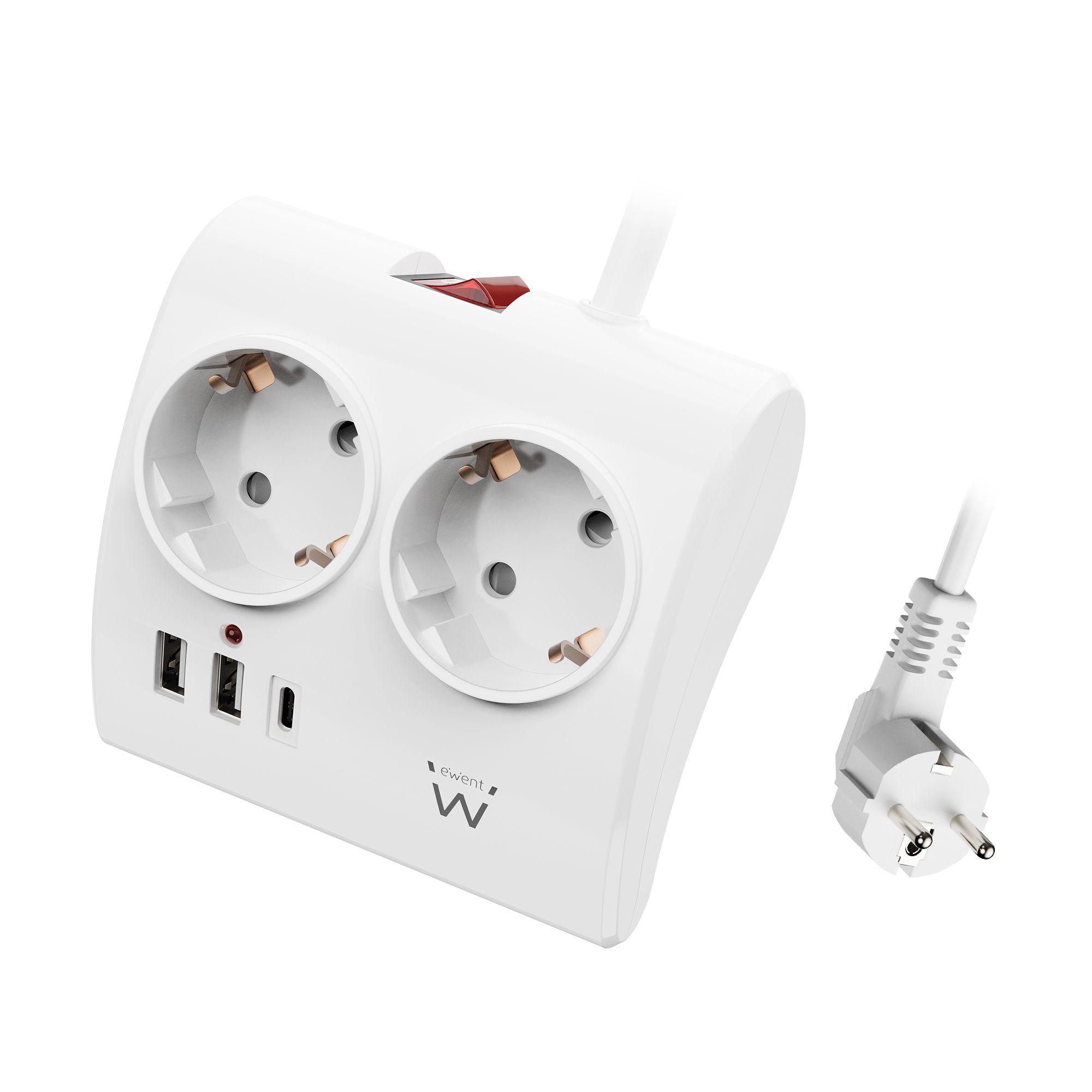 Régua de Tomadas EWENT EW3870 (1,5 m - Branco)