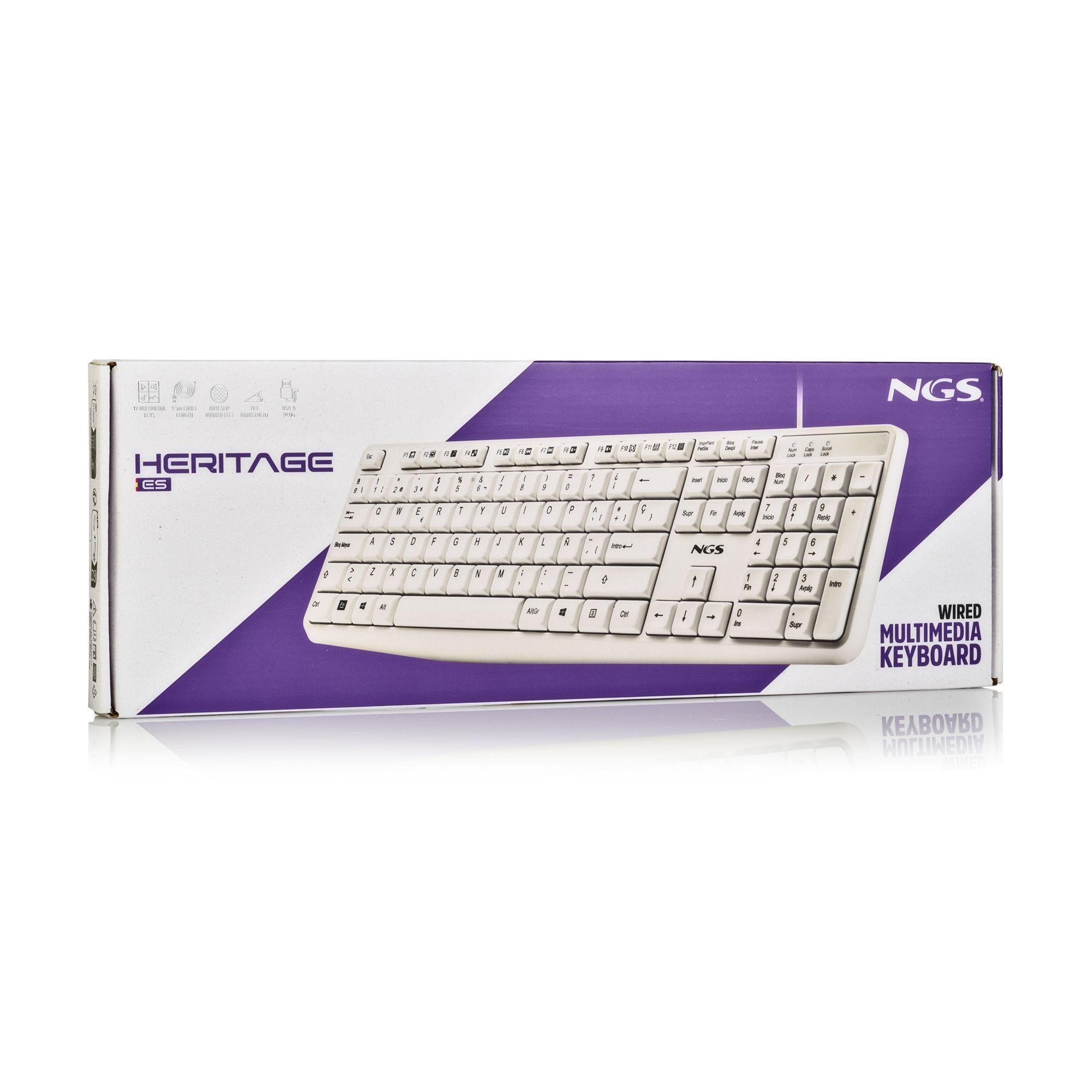 Teclado NGS Heritage (Espanhol - Tamanho completo - USB - Branco) — miniatura 6