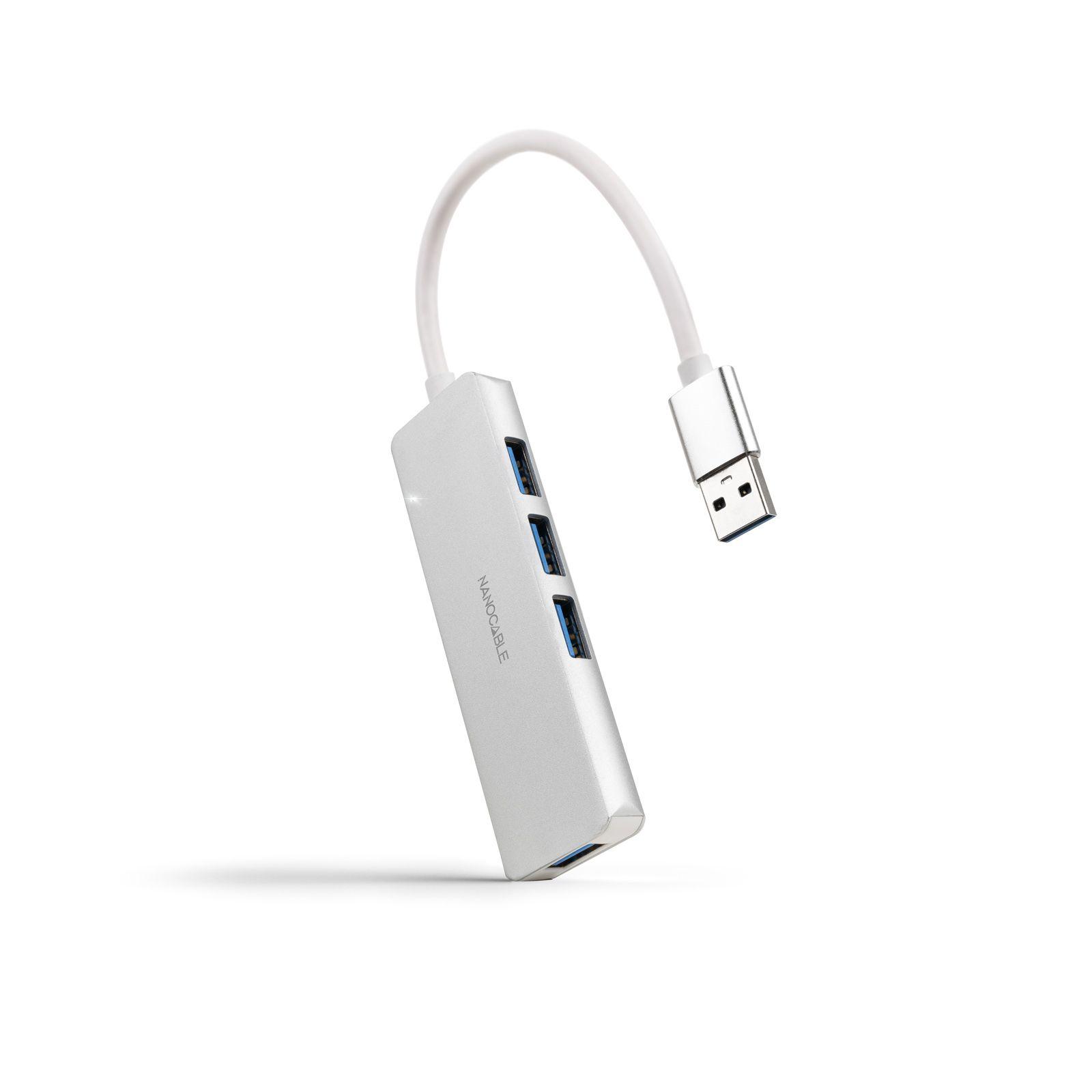 Hub USB NANOCABLE 10.16.4602 (0,18 m - Prateado)