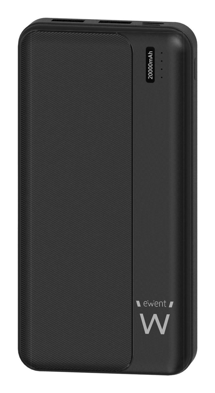 Powerbank EWENT EW1163 (20000 mAh - Até 22,5 W - Micro-USB + USB Type-C - Preto)