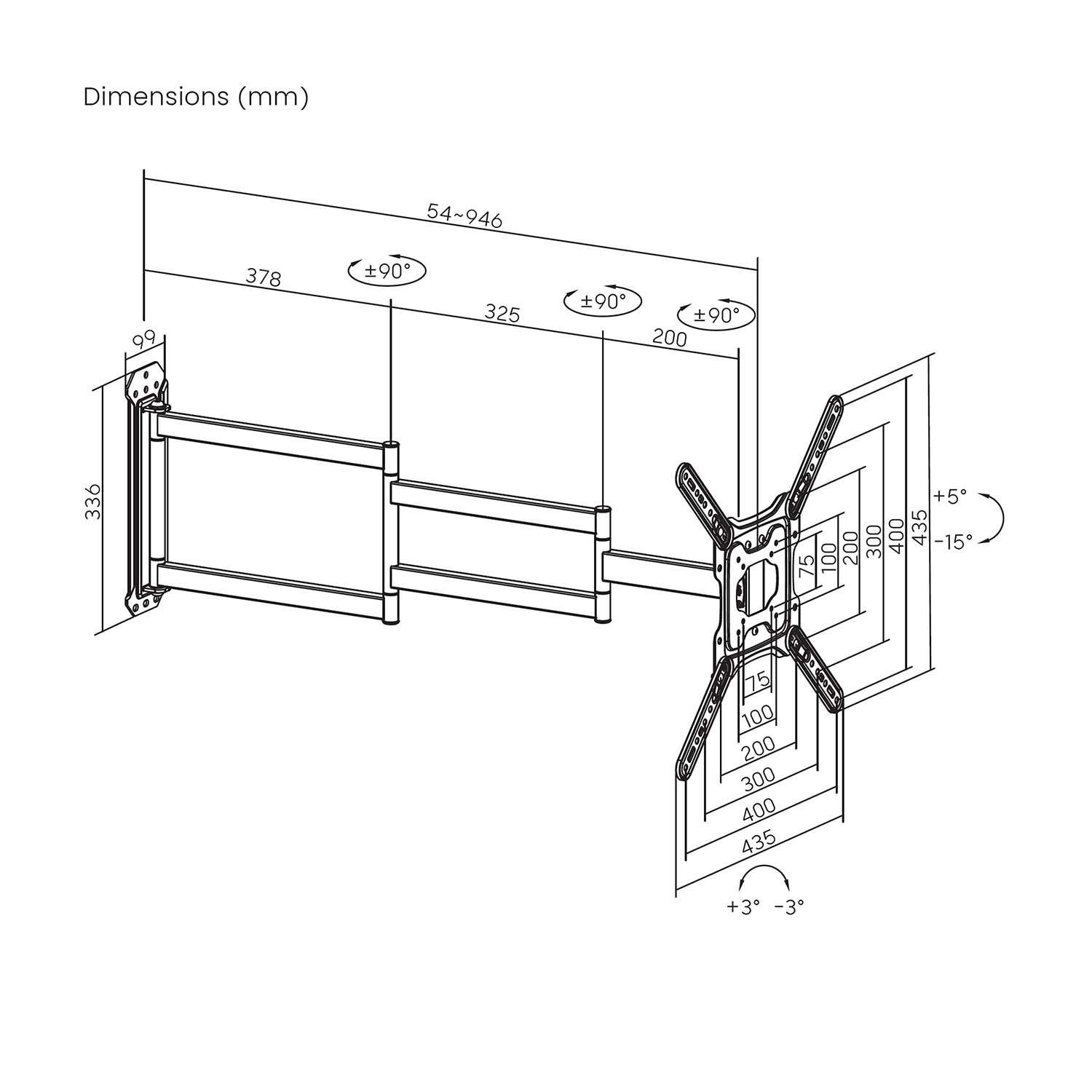 Suporte de Parede para TV AISENS WT65TSLE-385 (23-65" - 35 kg - Preto), miniatura 7
