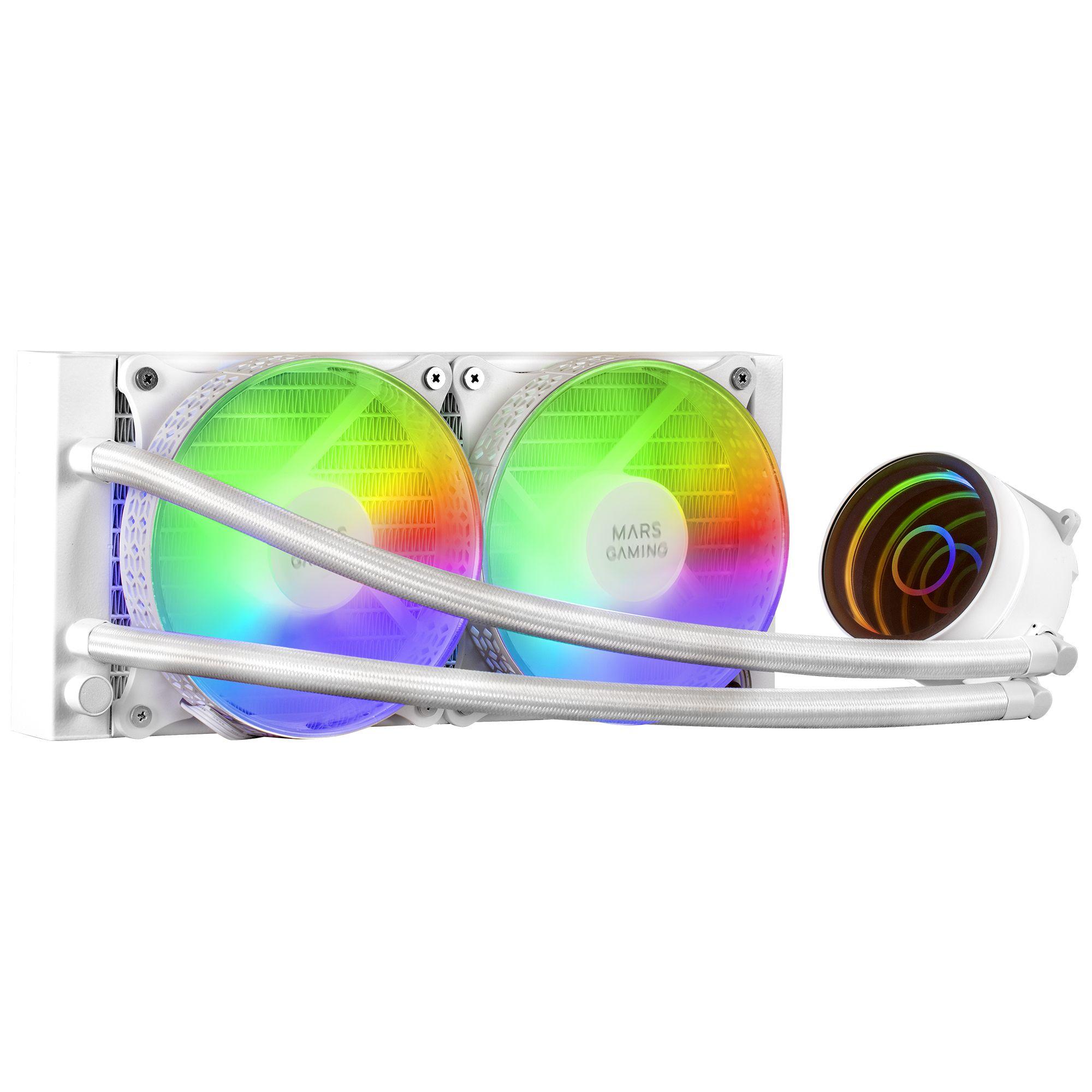 Kit de Arrefecimento Líquido CPU MARS GAMING ML-ONE240 (120 mm - 2 ventoinhas - 1800 RPM - Branco)