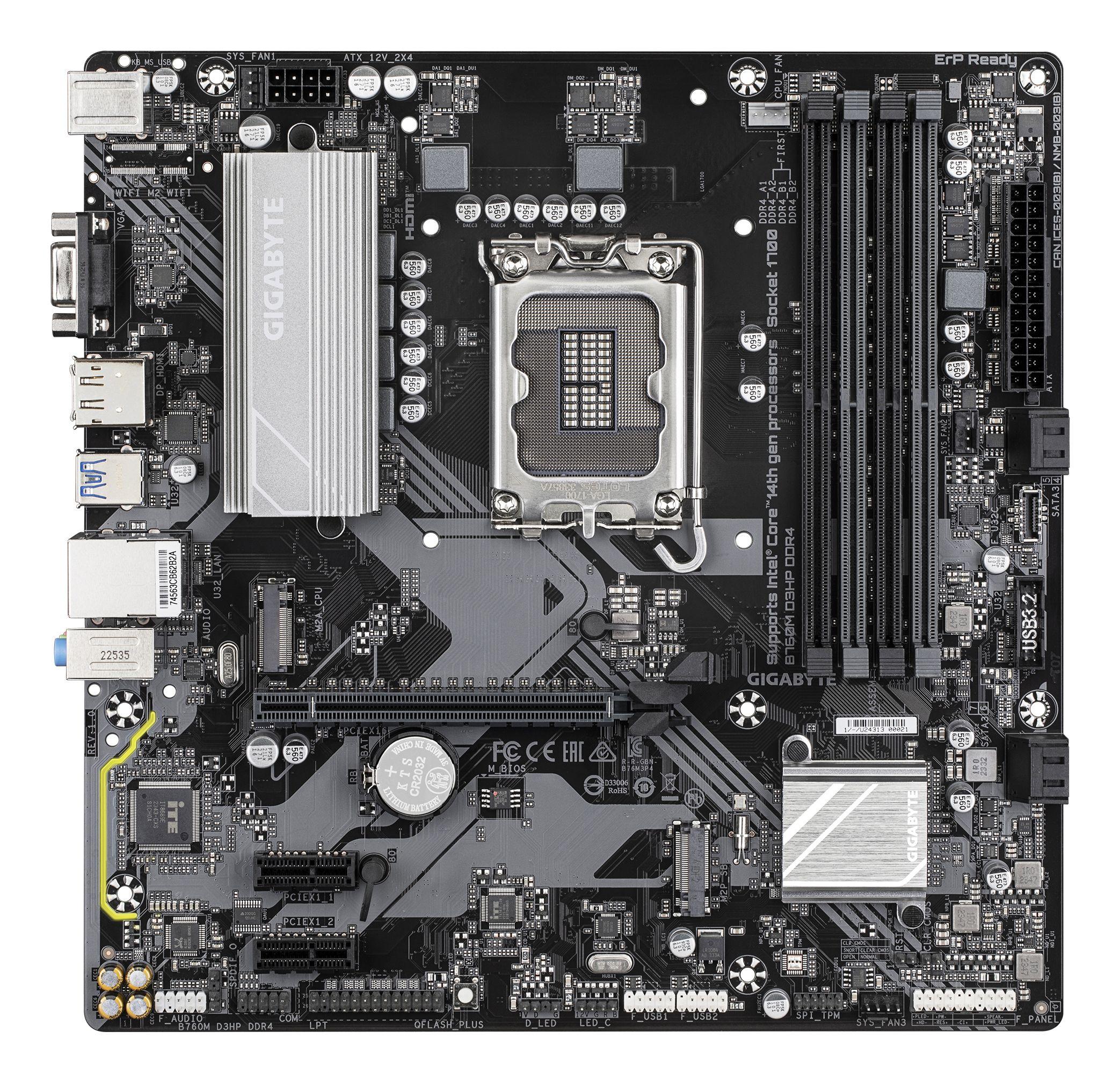 Motherboard GIGABYTE B760M D3HP DDR4 (LGA 1700 - micro ATX - Duplo canal - Castanho) — miniatura 2