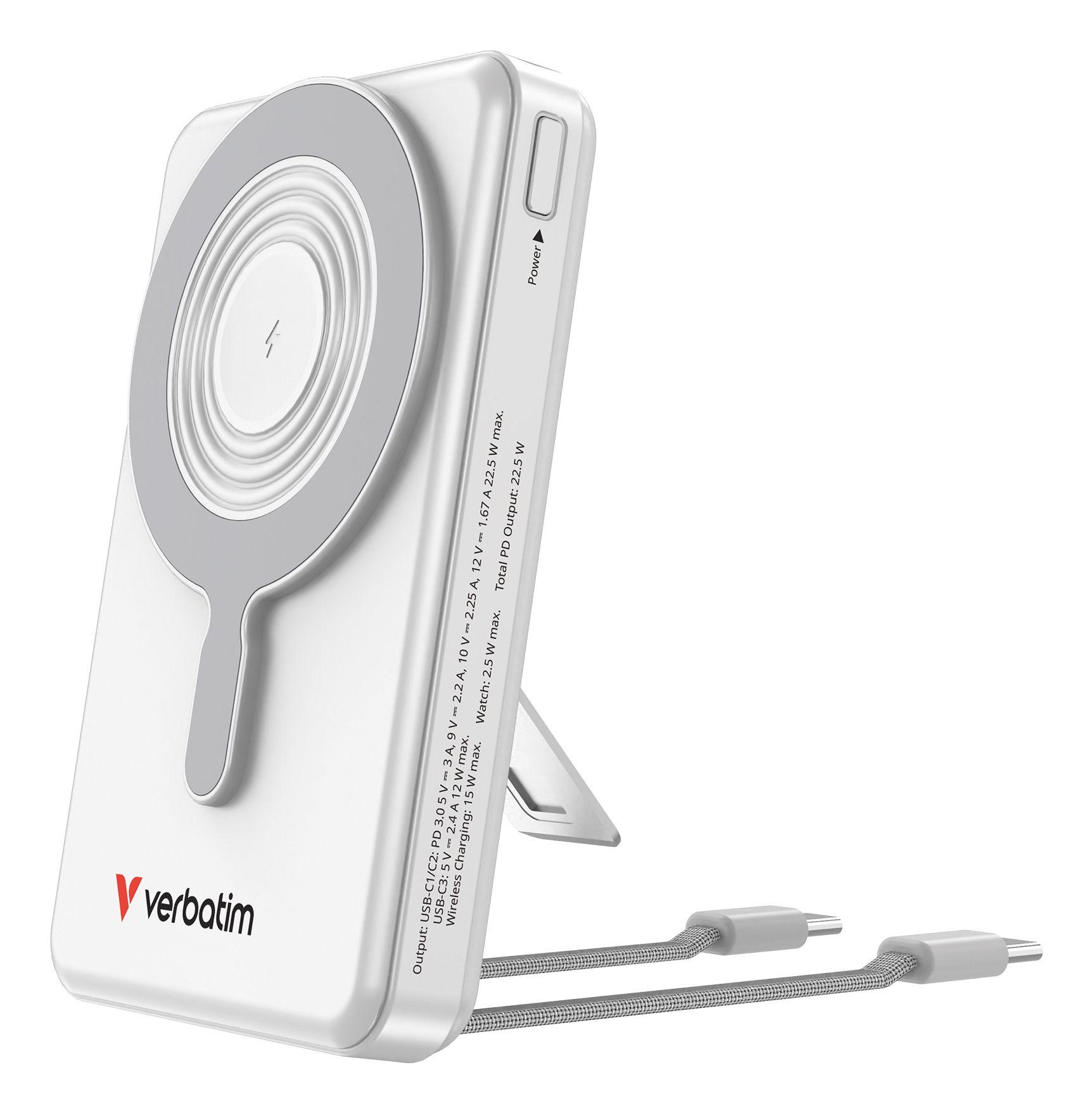 Powerbank VERBATIM Charge´n´Go Power Bank 2C & Display (10000 mAh - 38,5Wh - USB Type-C - Prateado)