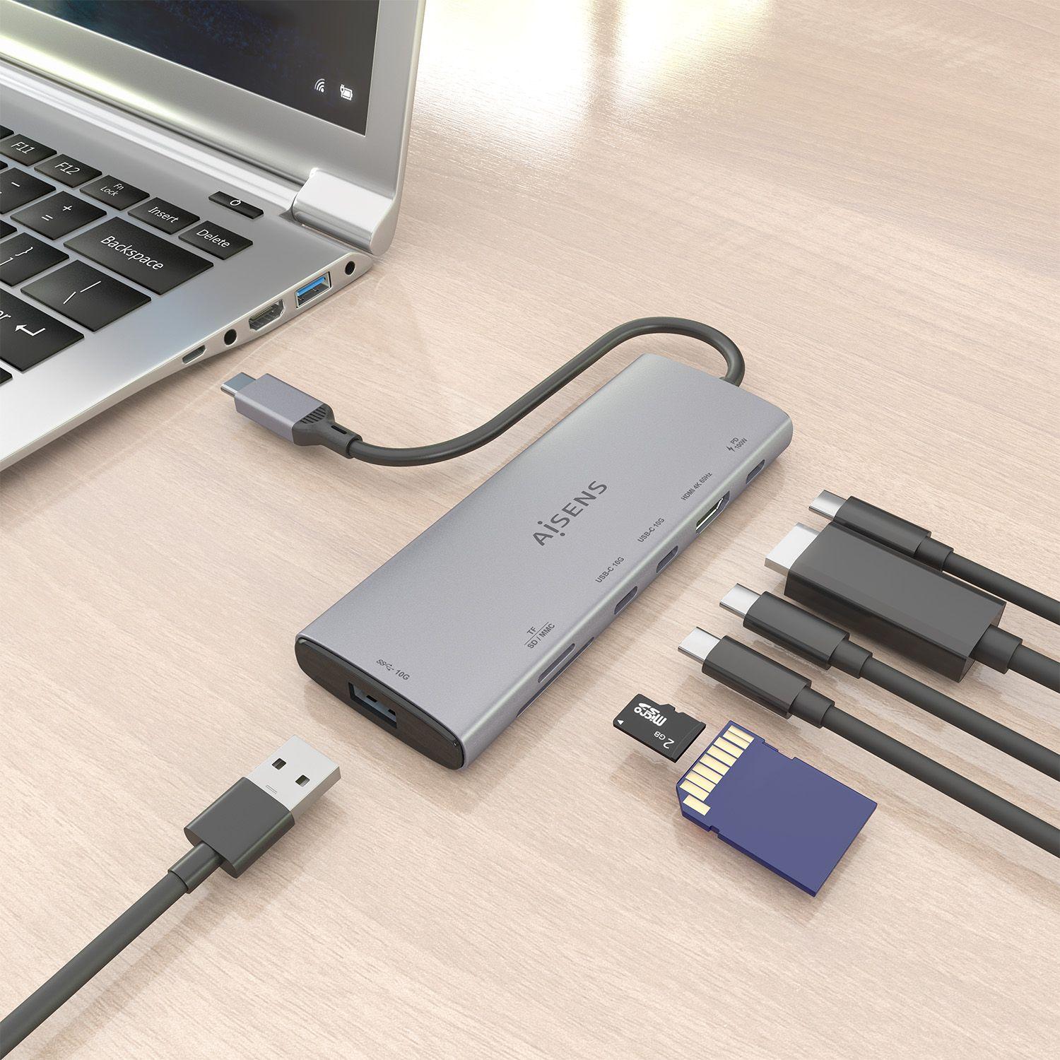 Dock USB-C AISENS ASUC-7P031-GR (0,2 m - Cinzento), miniatura 5