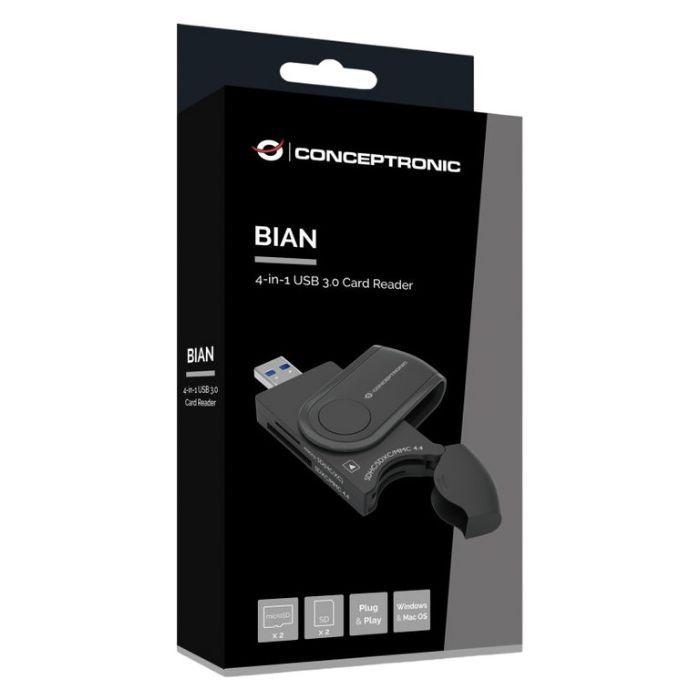 Leitor de Cartões de Memória CONCEPTRONIC StreamVault BIAN04B (Preto), miniatura 3