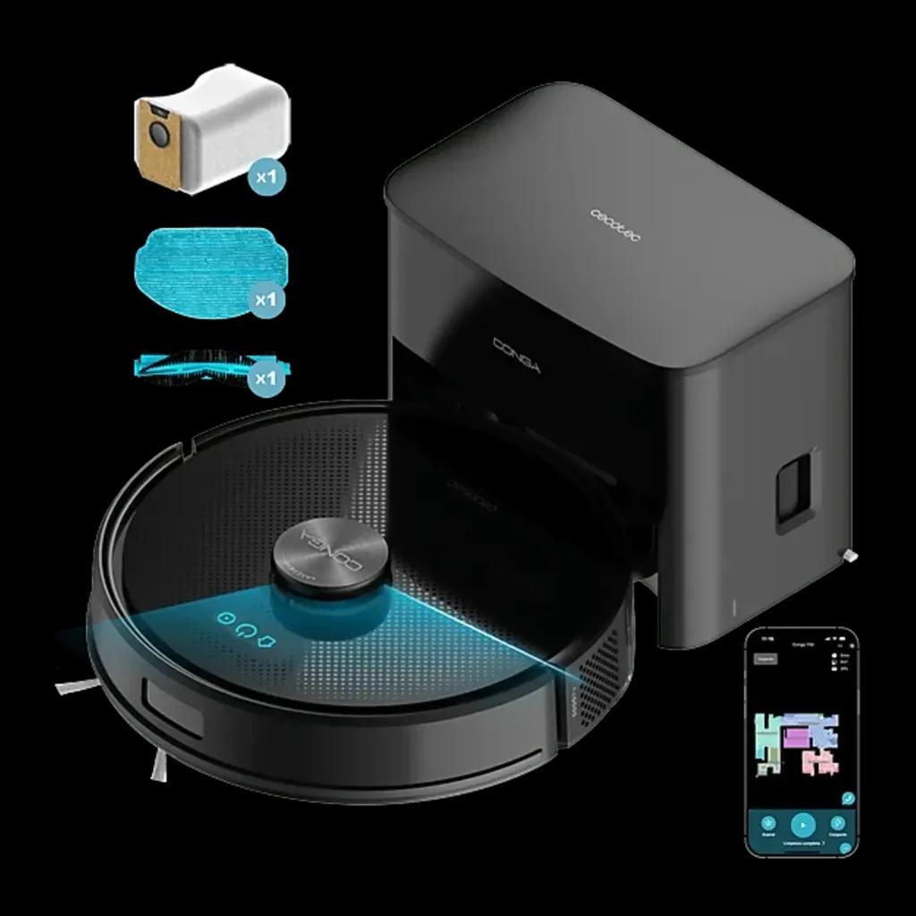 Robot Aspirador CECOTEC Conga Y50 (5000 Pa - Até 220 minutos - 3200 mAh - Preto)