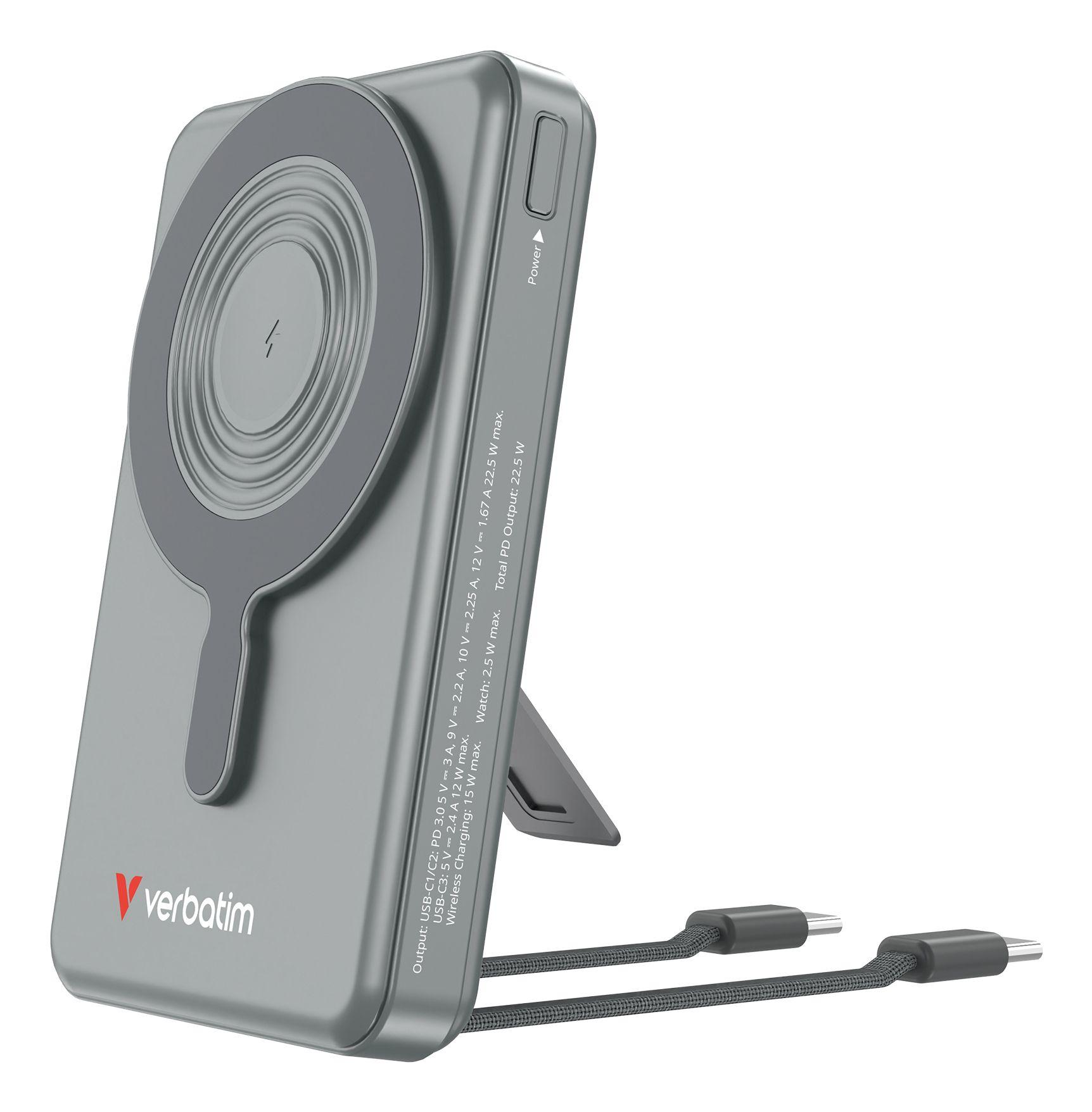 Powerbank VERBATIM Charge’n’Go 2C & Display 32272 (10000 mAh - 38,5 Wh - USB Type-C - Cinzento)