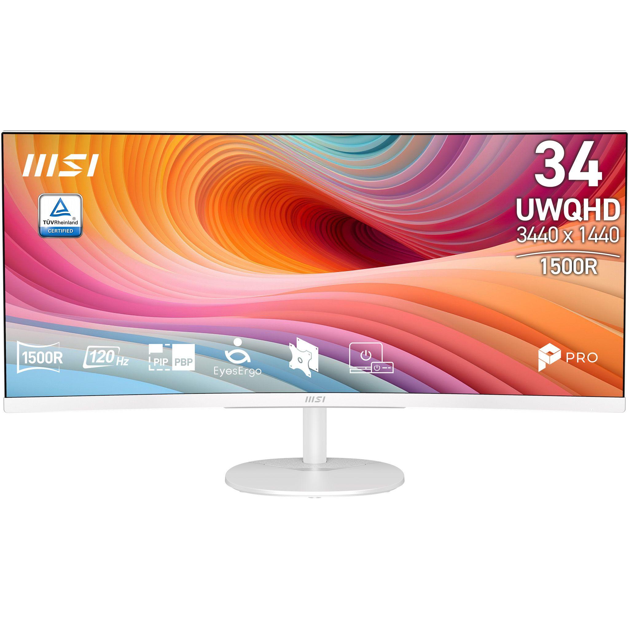Monitor MSI PRO MP341CQW E12 (34" - VA - 120 Hz - Branco)