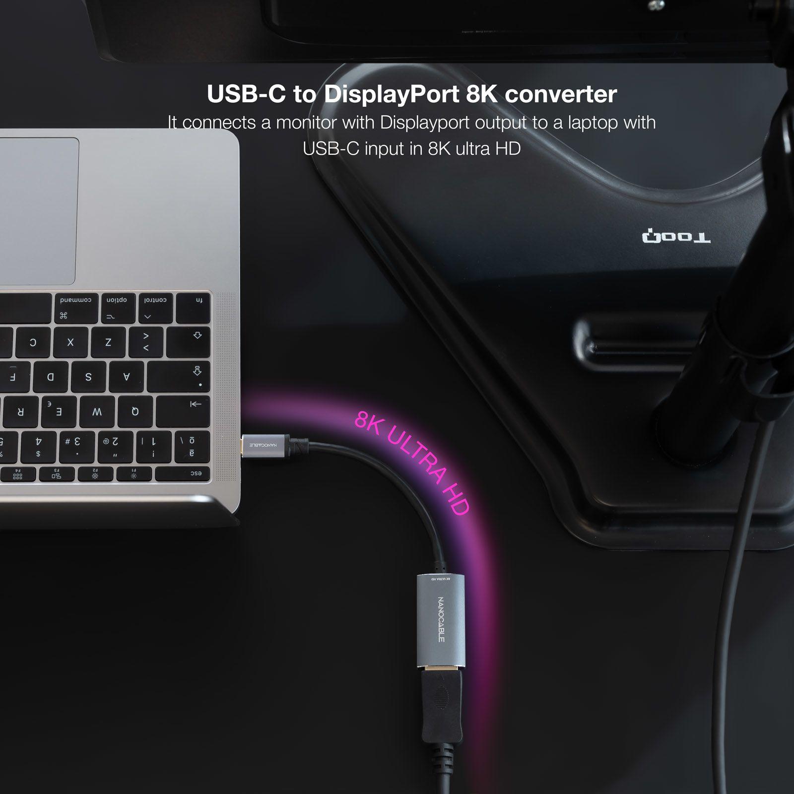 Conversor USB-C para DisplayPort NANOCABLE 10.16.4104-G (0,15 m - USB Type-C - DisplayPort - Cinzento) — miniatura 4