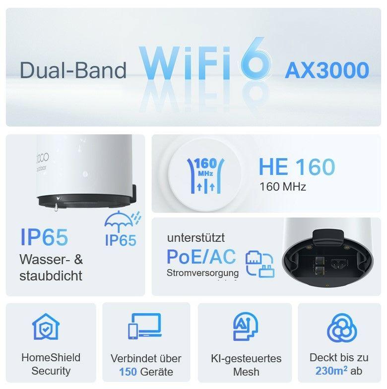 Sistema Mesh para Exterior TP-LINK Deco X50-Outdoor (Wi-Fi 6 - 2402 Mbit/s - Dual-band - Branco) — miniatura 6