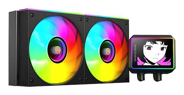Kit de Refrigeração Líquida MARS GAMING MLVISIONII240 (120 mm - 2 ventoinhas - 2300 RPM - Preto)