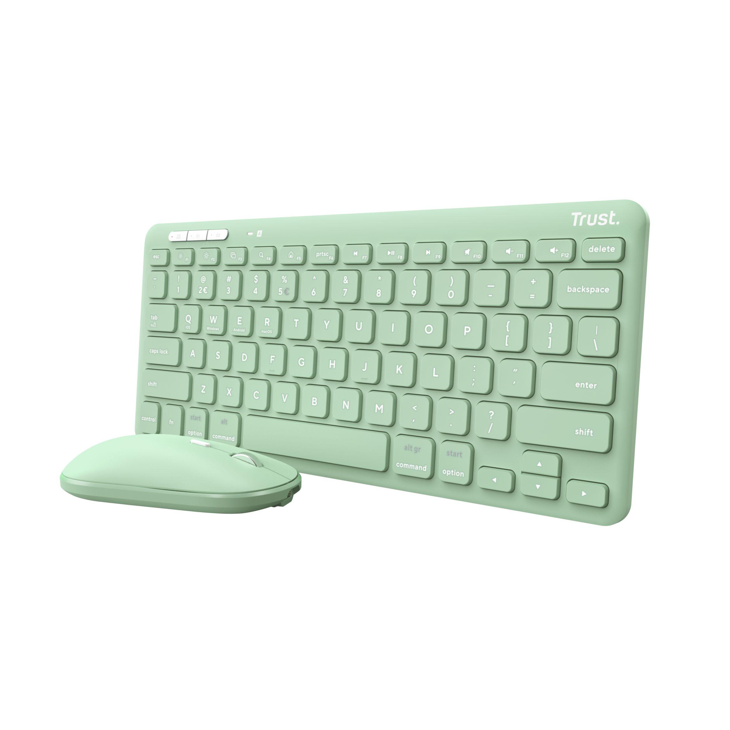Teclado e Rato TRUST Lyra (Inglês - Teclas tesoura - Mini - Verde)