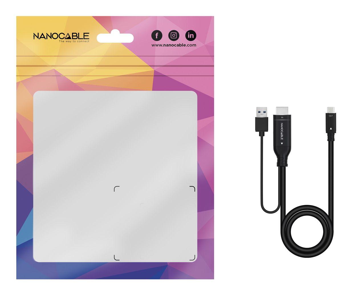 Cabo Conversor HDMI para USB-C NANOCABLE 10.15.4354 (1,8 m - USB Type-C - HDMI + USB Type-A - Preto) — miniatura 6