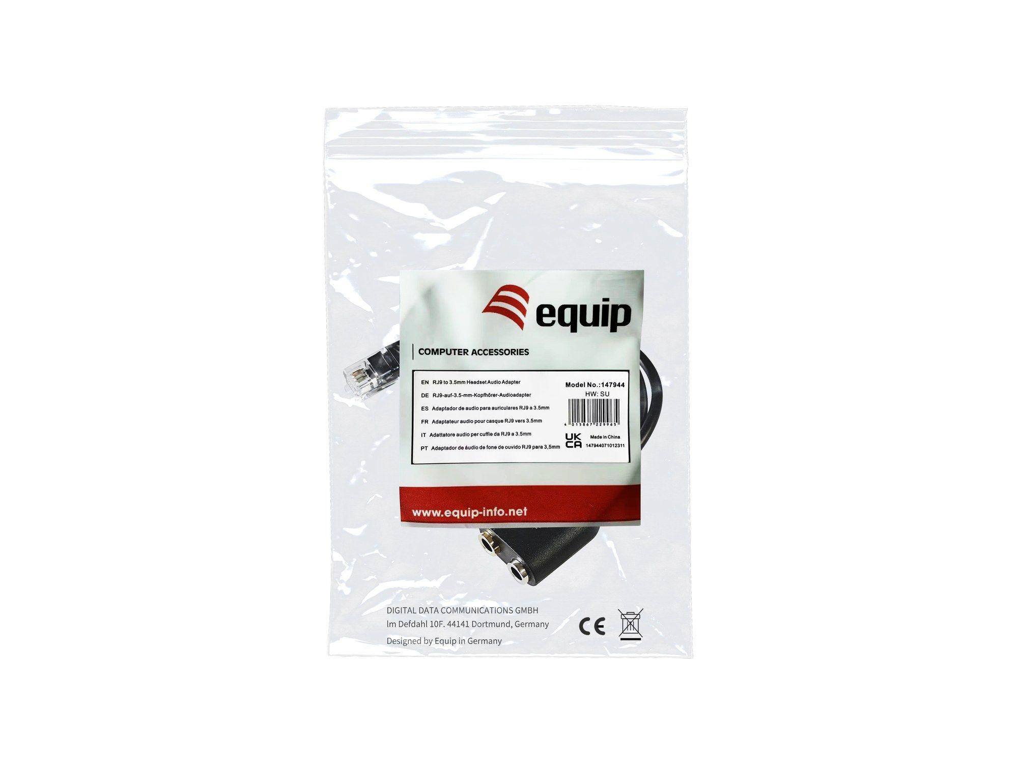 Cabo Adaptador de Áudio EQUIP 147944 (RJ-9 Macho para 2 x Jack 3,5 mm Fêmea - 0,25 m - Preto), miniatura 9