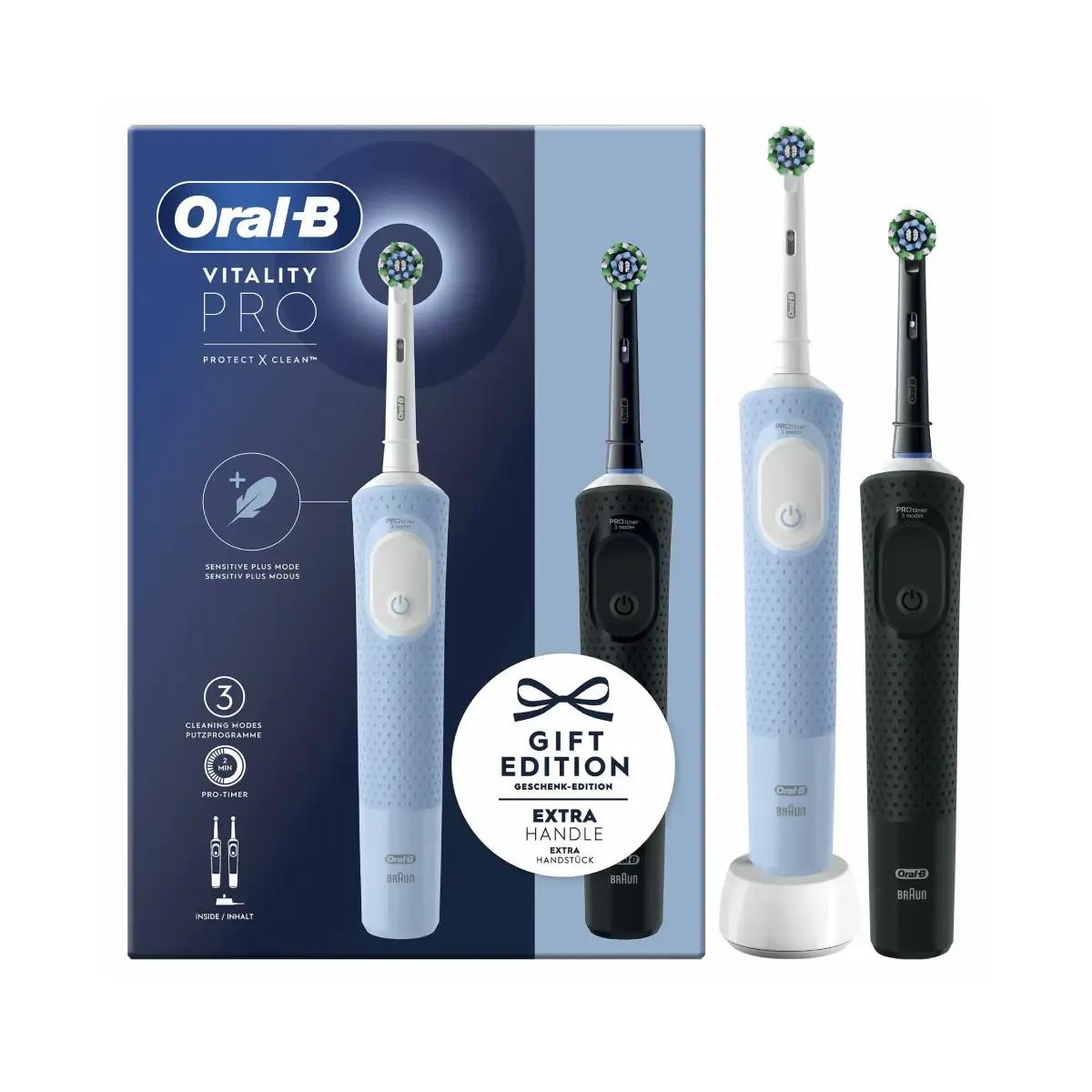 Escovas de Dentes Elétricas ORAL-B Vitality Duo (Preto, Azul e Branco)