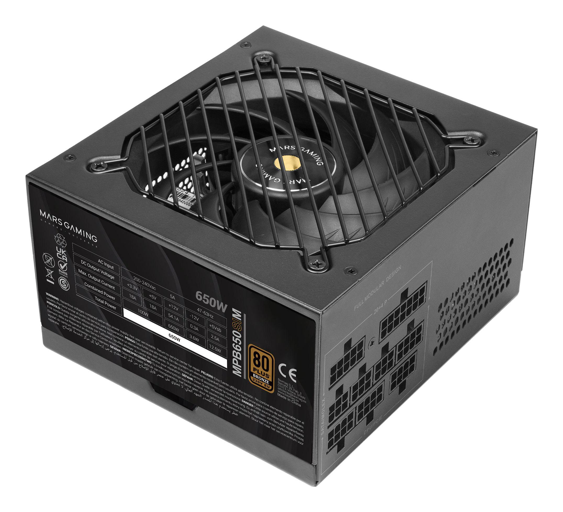 Fonte de Alimentação MARS GAMING MPB650SIM (ATX - 650 W - 80 PLUS Bronze - Preto)